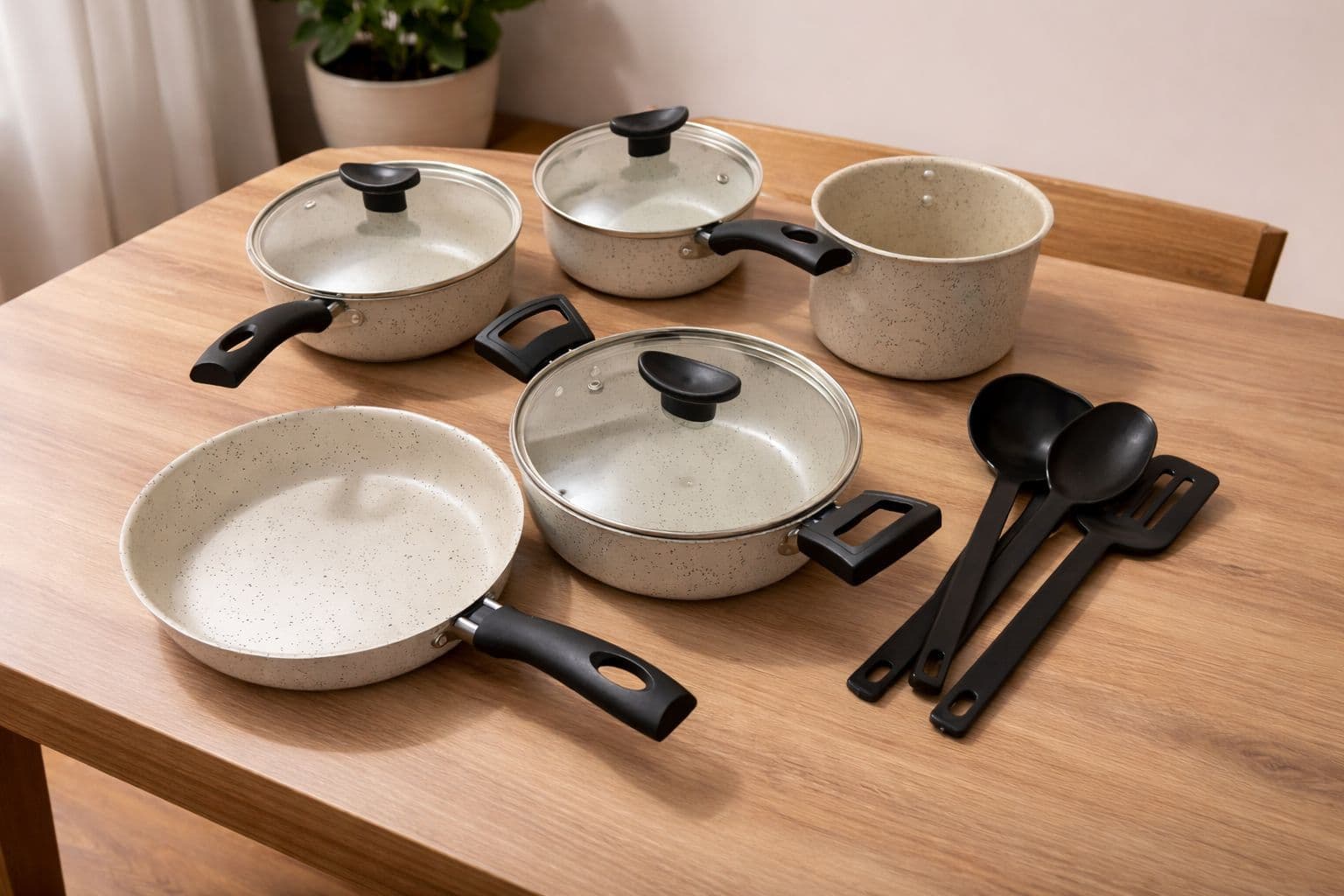 Jogo De Panelas 8 Peças Teflon Antiaderente Tampa De Vidro